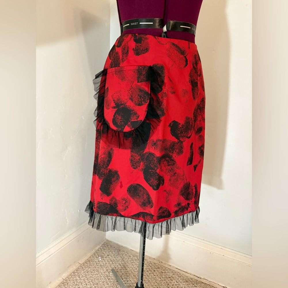 Vintage red thumb print skirt Designer sample circa 2006 cotton small/medium